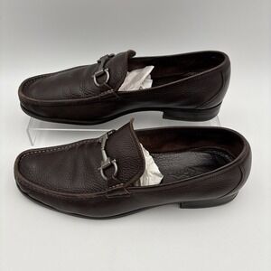 Salvatore Ferragamo Men's 10.5 D Brown Leather Magnifico Loafers Buckle Italy